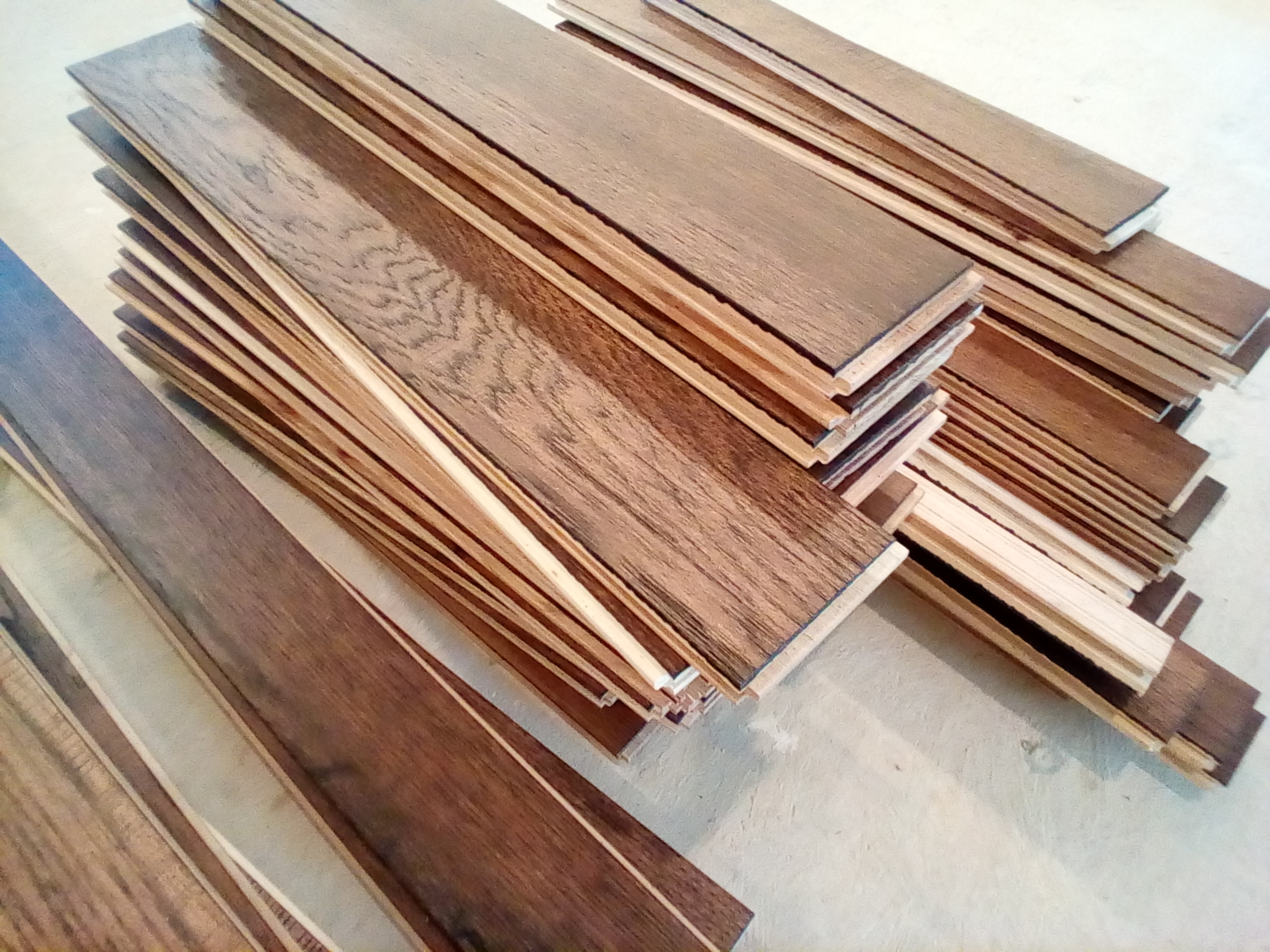 An overhead view of hardwood slabs