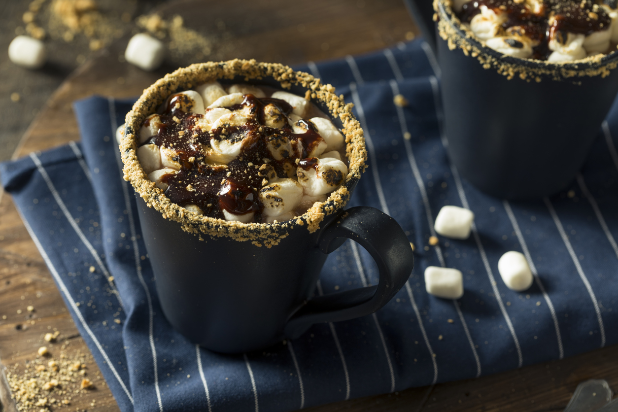 iStock Credit: bhofack2 homemade s’mores hot chocolate served for the holidays
