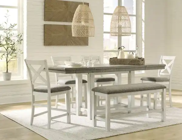Benchcraft-Brewgan-9-Piece-Antique-White-Dark-Brown-Dining-Set Benchcraft-Brewgan-9-Piece-Antique-White-Dark-Brown-Dining-Set