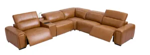 Front view of the Drew & Jonathan Home Huntington 6-piece reclining sectional in Cognac