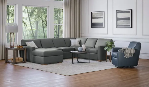 Credit: Flexsteel The Flexsteel Bryant collection sectional and matching chair in a living room