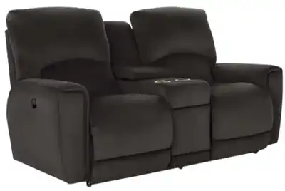 La-Z-Boy Cassian Dark Chocolate Leather Manual Reclining Loveseat with Console