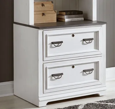 The Liberty Furniture Allyson Park filing cabinet with decor