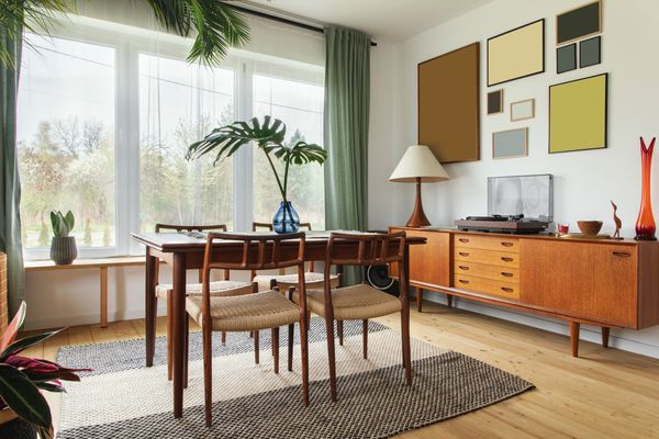 A mid century modern dining room set 
