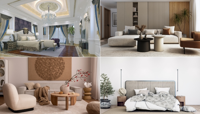 Furn_Furniture-Forecast_3.jpg Collage of different bedrooms and living rooms with rounded furniture