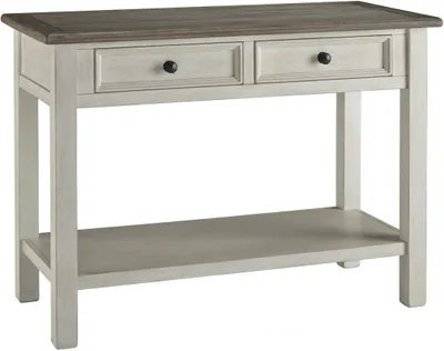 Credit: Signature Design by Ashley Front view of the Signature Design by Ashley Bolanburg sofa table