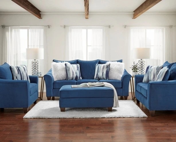 blue living room set from Affordable Furniture
