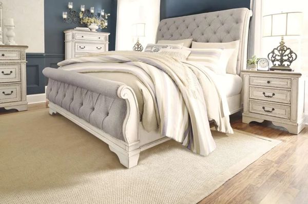 White Sleigh Bed