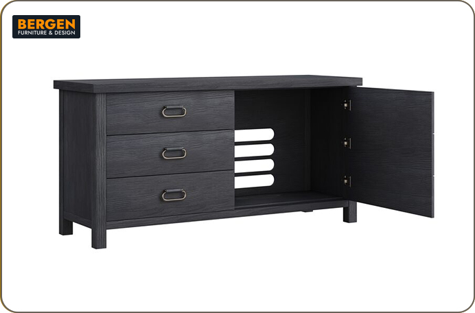 Credit: Bergen Furniture & Design A Bergen Furniture & Design ad featuring an entertainment center