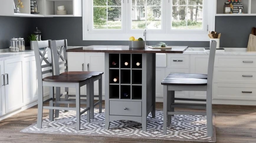 Jofran Inc. Asbury 5-piece contemporary farmhouse pub table set in gray 