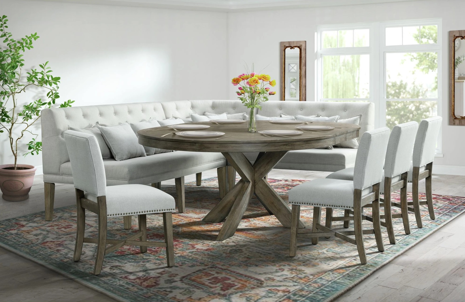 Elements International Murray 6-piece transitional style dining room set 