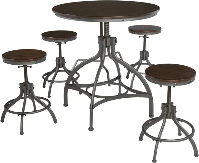 Credit: Signature Design by Ashley Front view of the Signature Design by Ashley Odium collection 5-piece dining room set