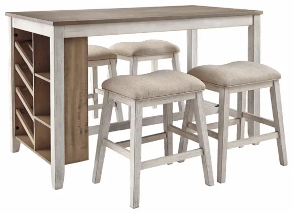 Credit: Signature Design by Ashley Front view of the Signature Design by Ashley Skempton collection 5-piece dining room set