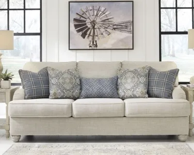 Credit: liddiards-toole-store-1 The Benchcraft Traemore sofa with accent throw pillows