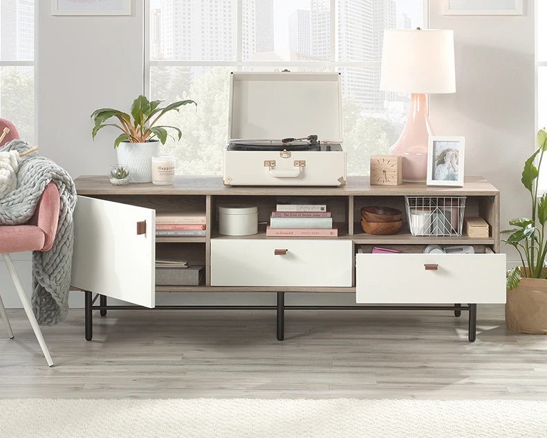 Sauder Anda Norr Sky Oak-finished credenza 
