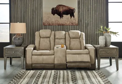 Power Reclining Signature Design Loveseat Signature Design Power Reclining Loveseat with Console
