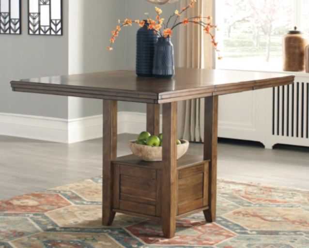 dining room table with built-in shelves
