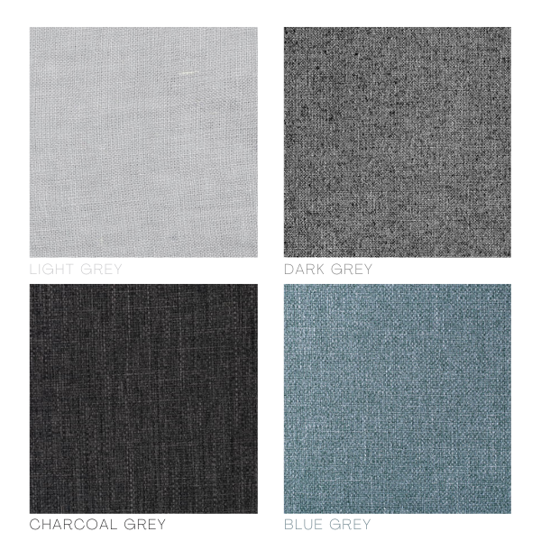 A graphic showing different types of grey upholstery