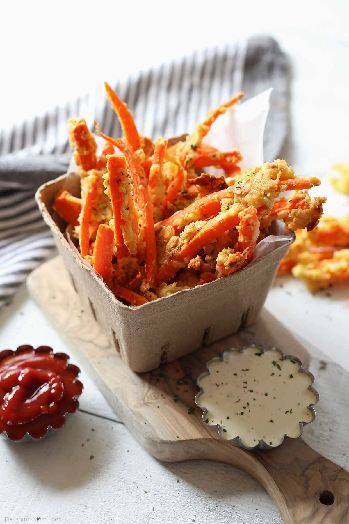 Delightful Mom Food Carrot fries in a dish