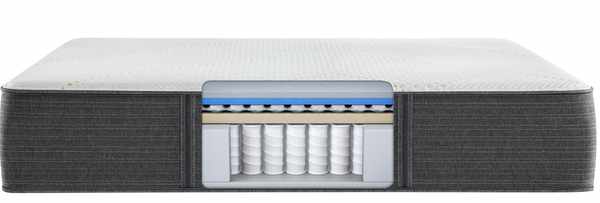 Hybrid mattress cutaway Hybrid mattress cutaway showing coils and foam