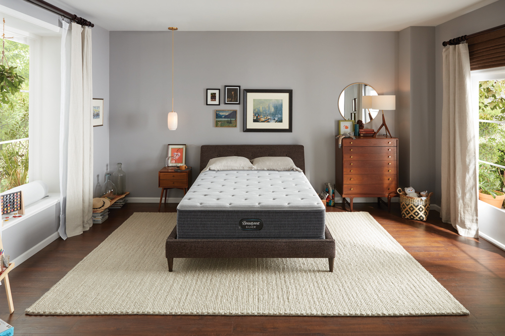 Credit: Simmons Beautyrest Bedroom staged with a Beautyrest silver mattress