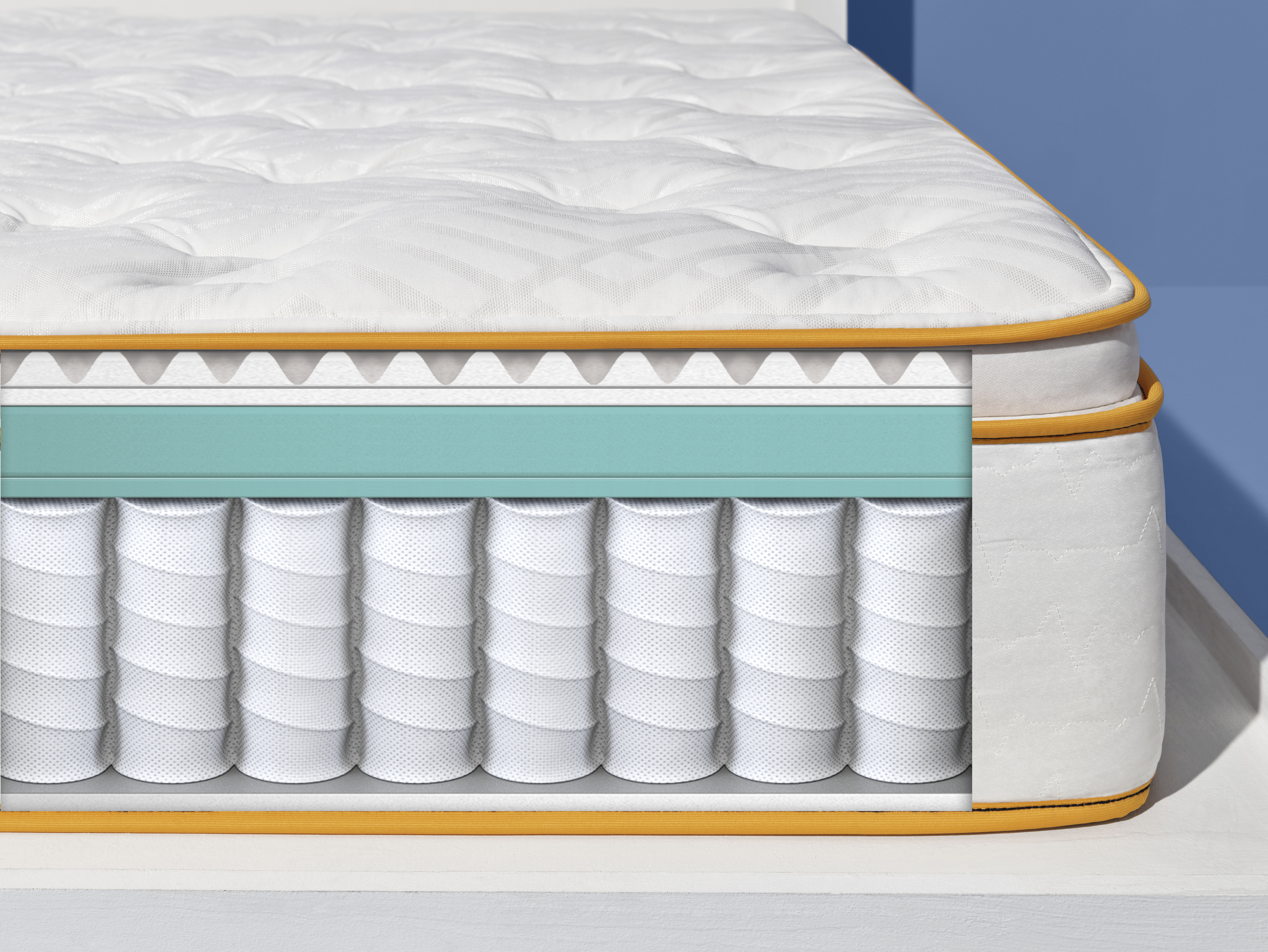 Graphic depicting the innersprings and foam layers on hybrid mattress
