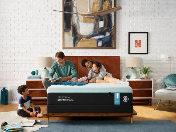 A family on a Tempur-Pedic mattress