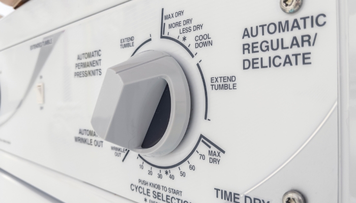 Closeup of dryer control cycles to indicate the dryer thermostat