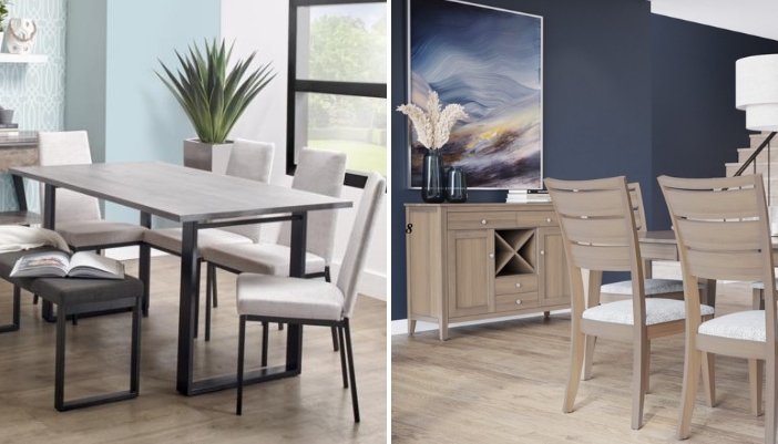 deux salles à manger stylisées sur une photo côte à côte