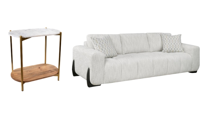 une image côte à côte d'une table d'appoint et d'un canapé blanc