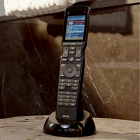 A universal remote on a stand