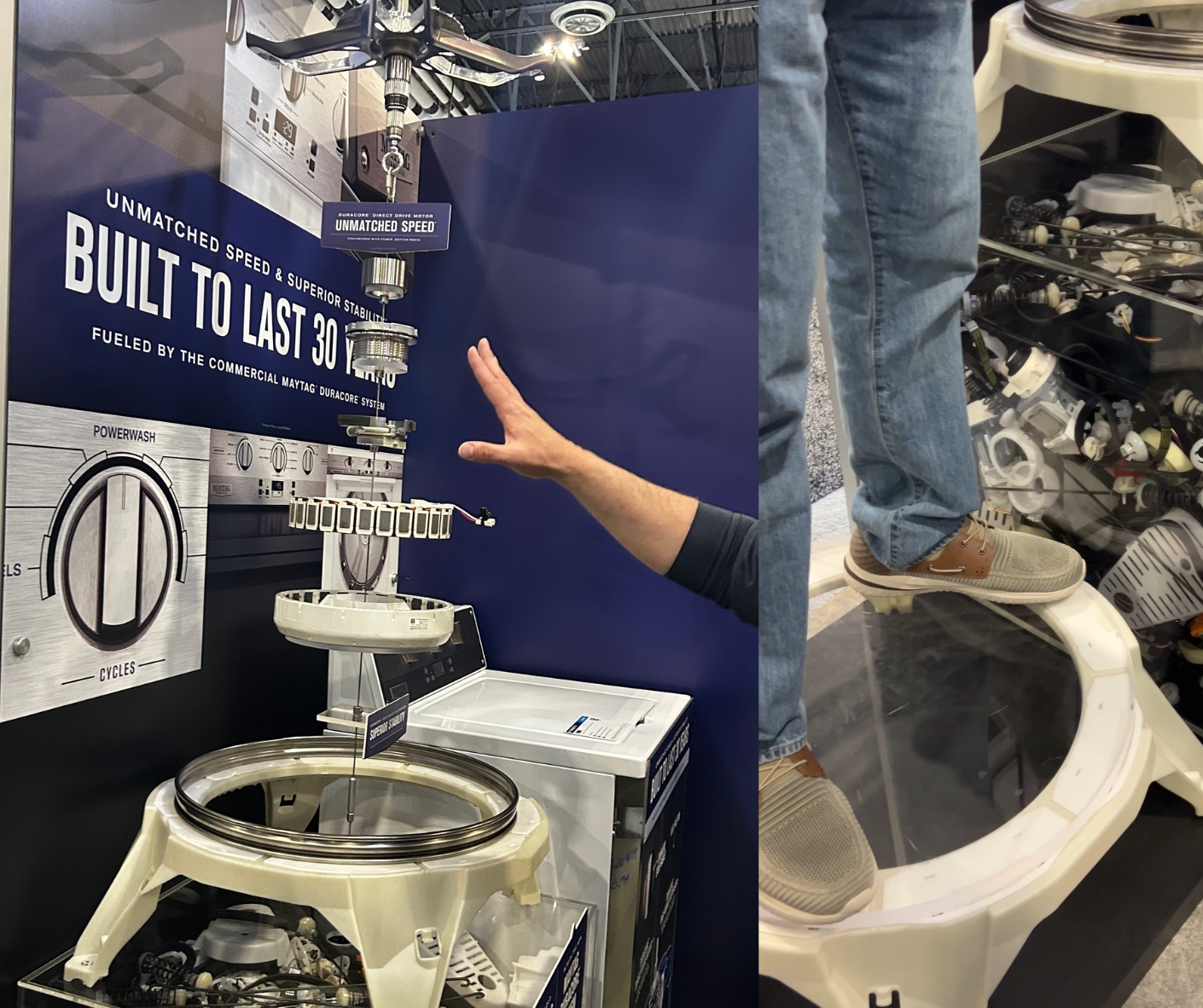 maytag duracore washer system shown separated with base mount suspension