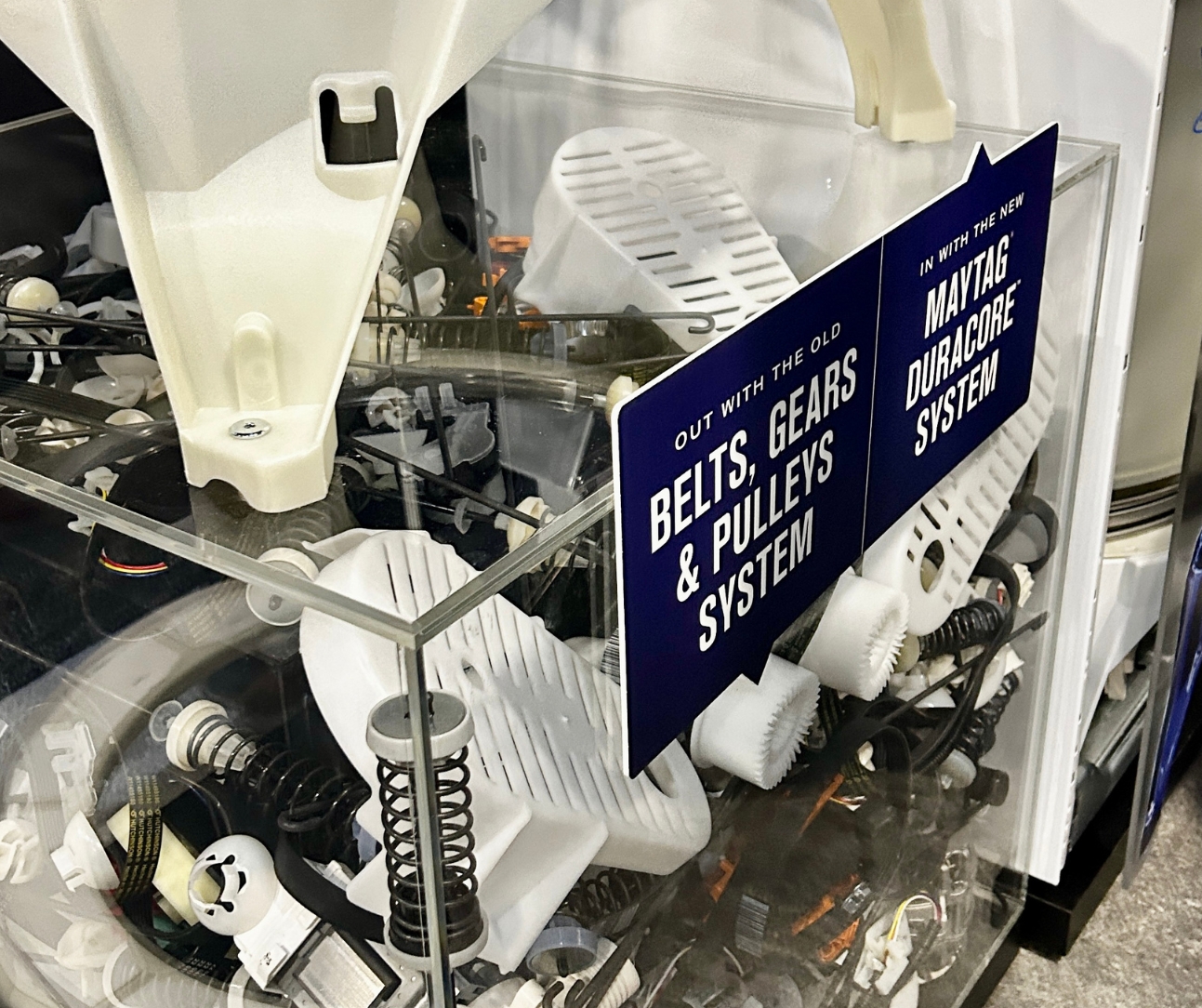 washing machine with reduced parts inside for better performance and fewer service calls