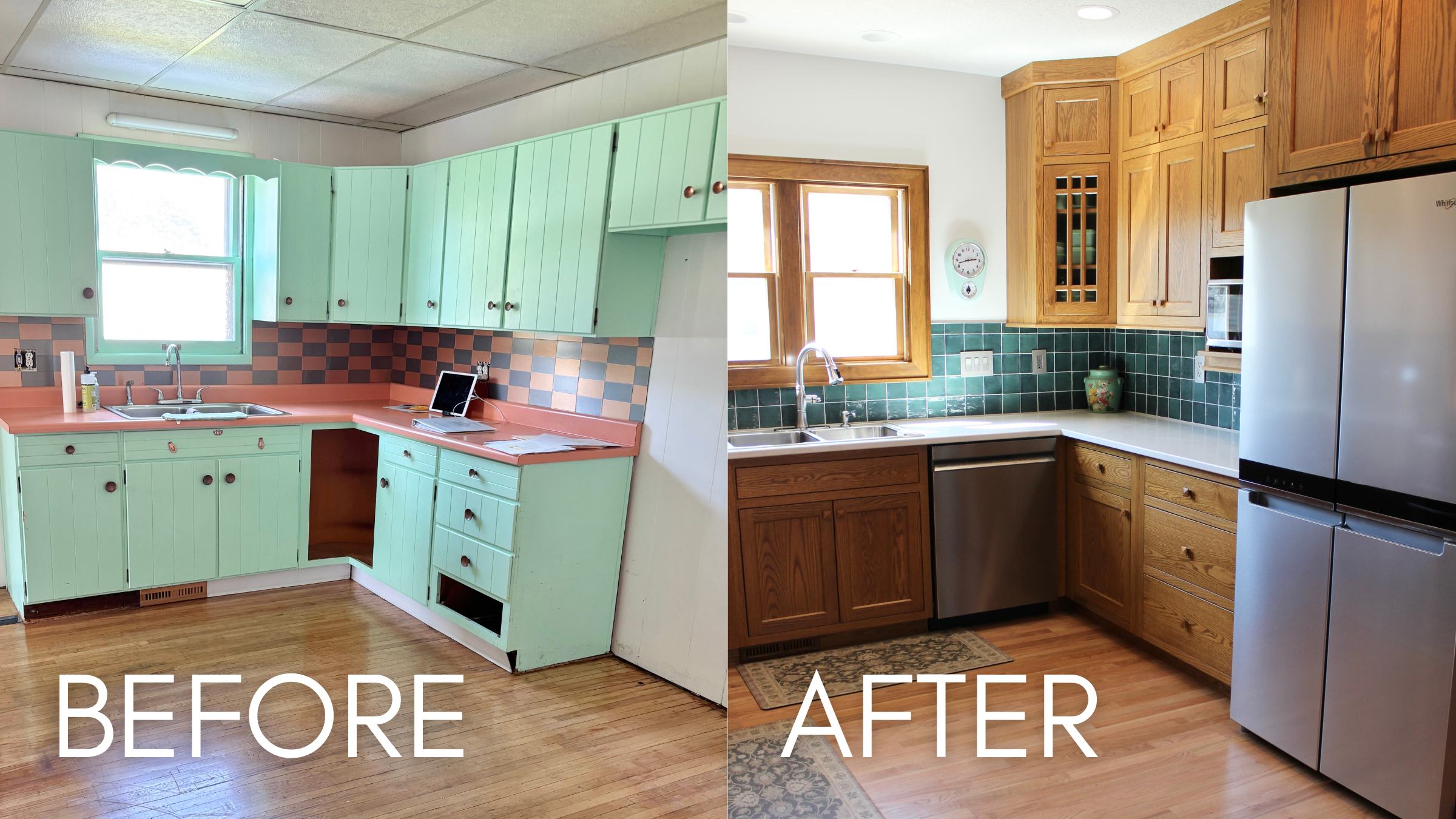 before and after of village home stores kitchen remodel in Rock Falls Illinois