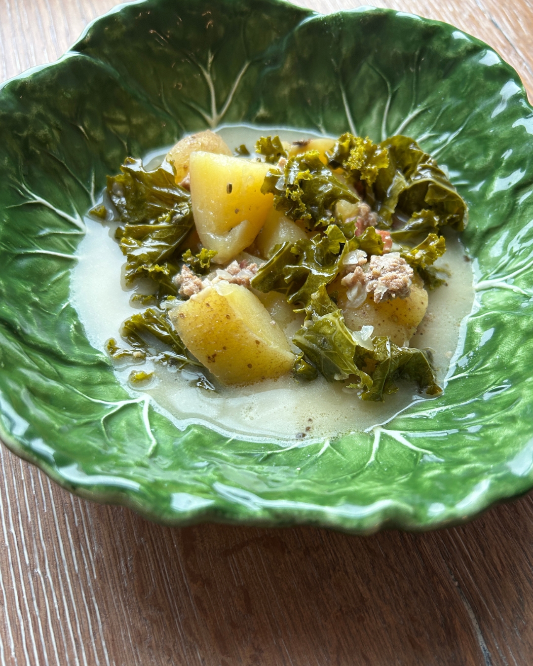 cabbage bowl of zuppa Toscana soup