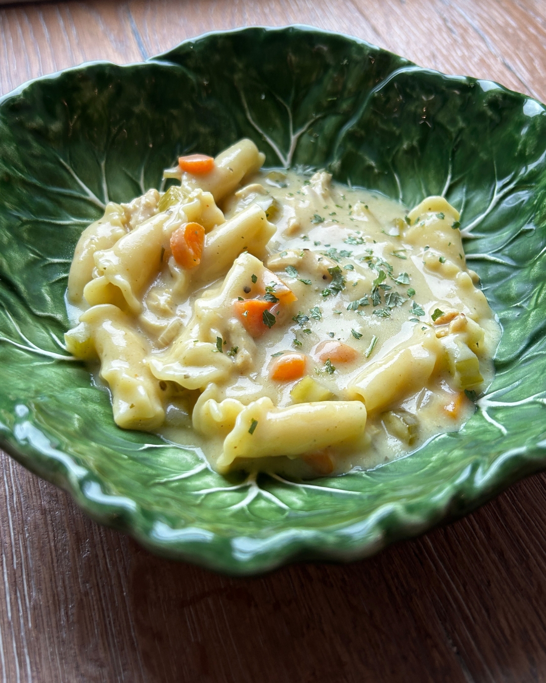 cabbage bowl of thai coconut curry chicken noodle soup