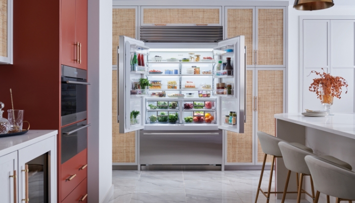 Fresh produce organized inside a Sub-Zero refrigerator for optimal freshness