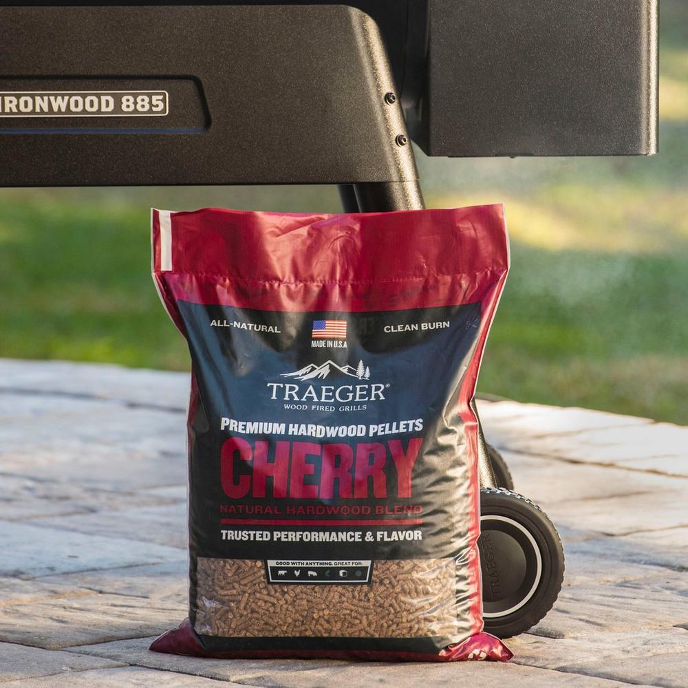 Bag of Traeger Cherry BBQ wood pellets 