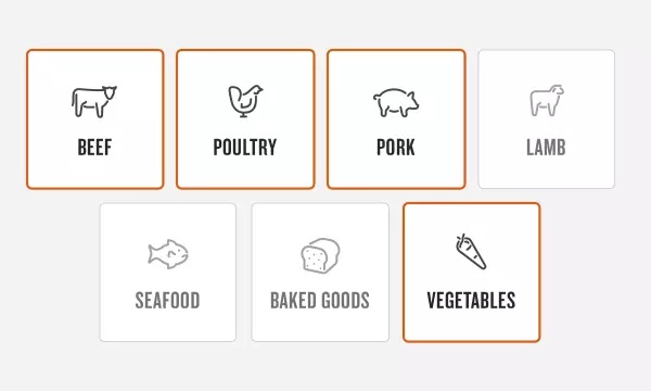 Chart showing which foods pair well with Traeger Hickory BBQ wood pellets 