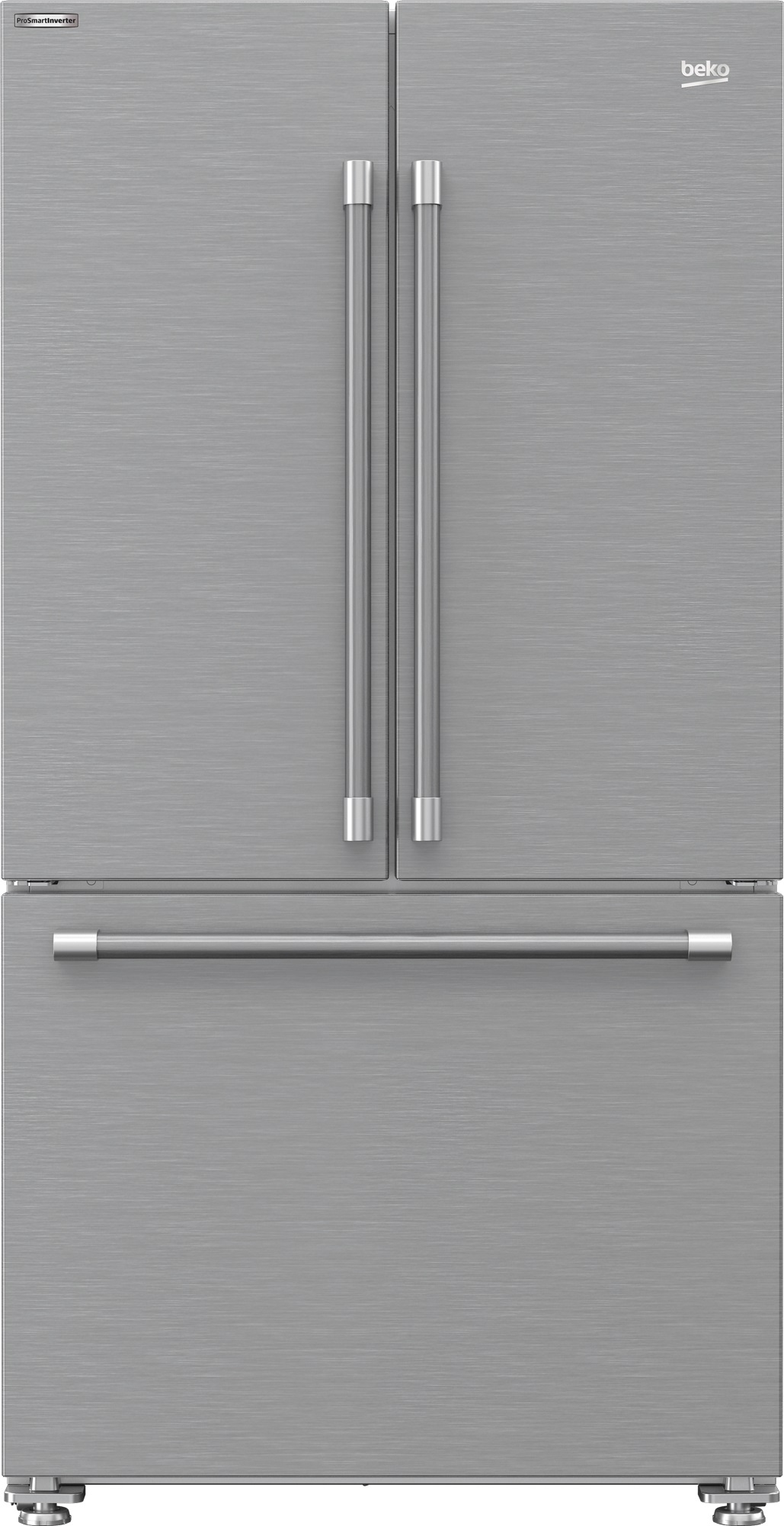 Front view of Beko BFFD3624SS French door refrigerator