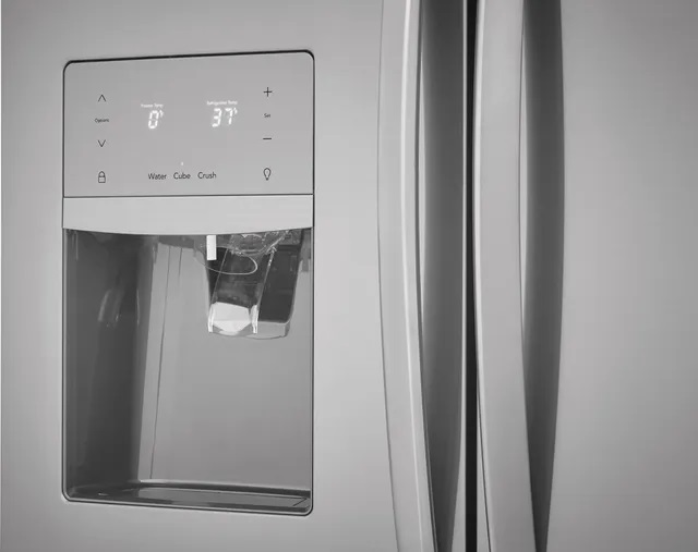 External water dispenser on Frigidaire FGHB2868TF French door refrigerator 