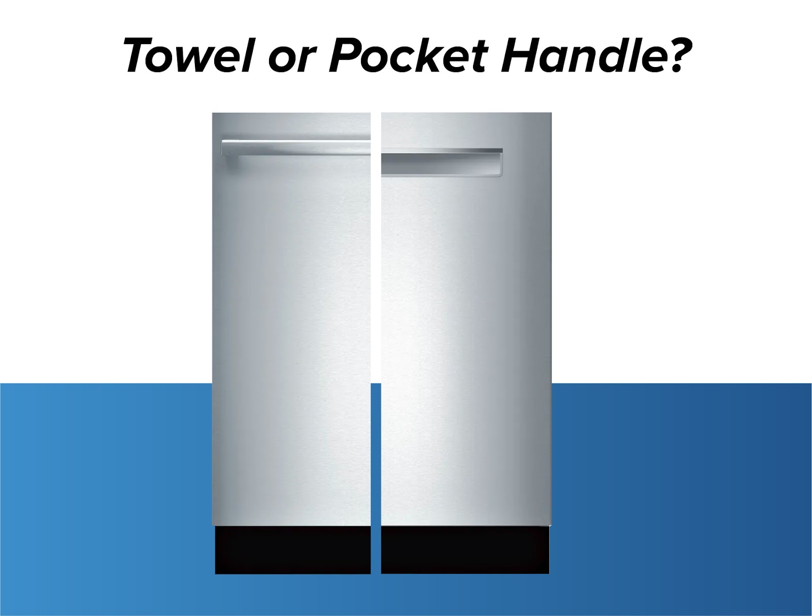 custom graphic of bosch dishwashers in pocket handle and towel bar styles