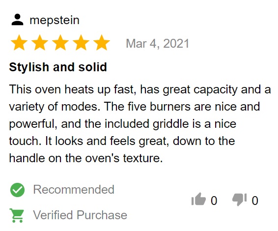 Buyer review of KitchenAid KFGG500ESS gas range 
