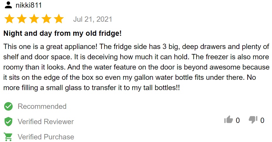 Review for Whirlpool WRS325SDHZ side by side refrigerator 