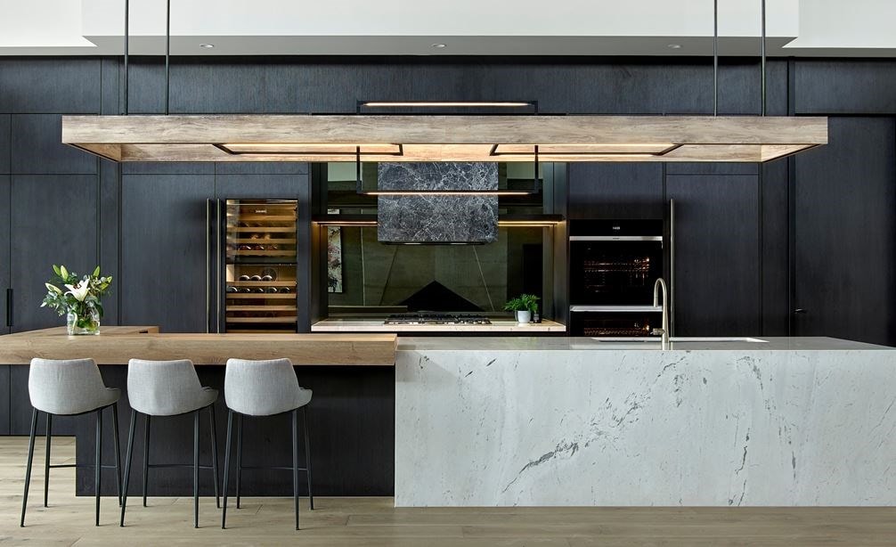 Wide view of Maker + May Sub-Zero Wolf Canadian Bay kitchen 