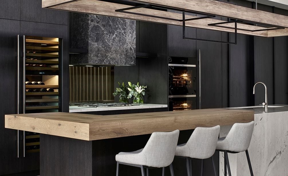 Side view of Maker + May Sub-Zero Wolf Canadian Bay kitchen 