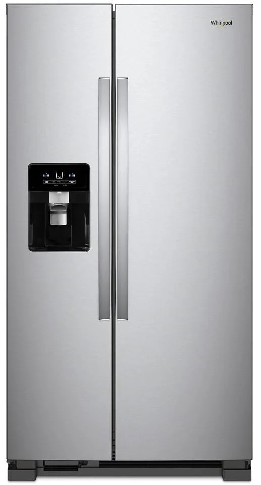 Front view of Whirlpool WRS325SDHZ side by side refrigerator