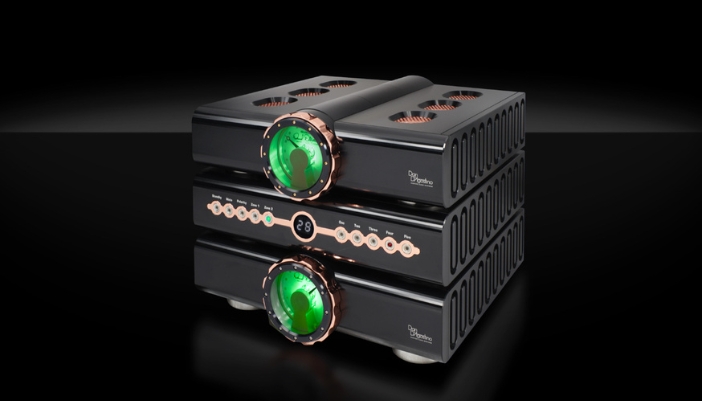 A close-up of a Dan Dagostino audio equipment