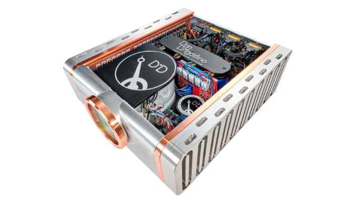 A close-up of the interior of a Dan Dagostino audio system.