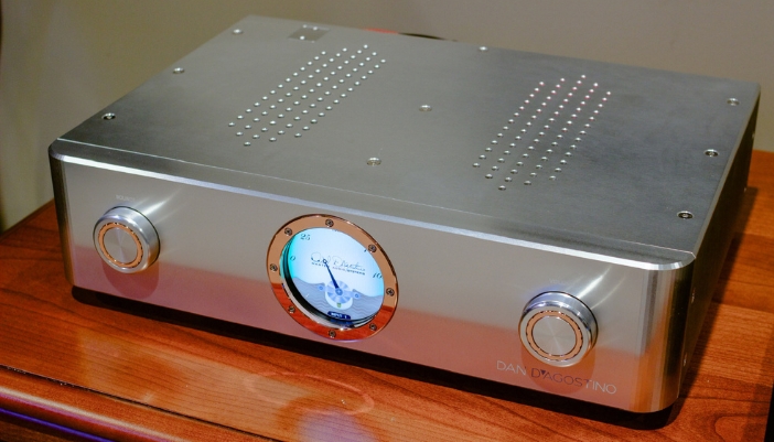 A close-up of a Dan Dagostino audio equipment